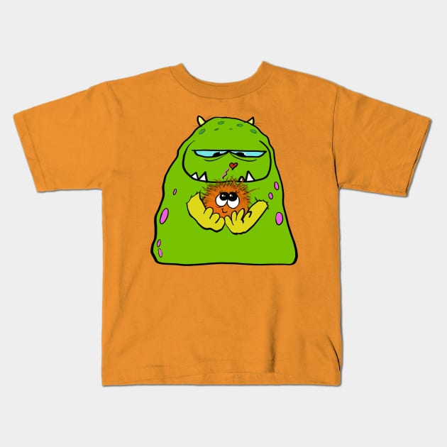 Fuzzy love big monster love Kids T-Shirt by wolfmanjaq